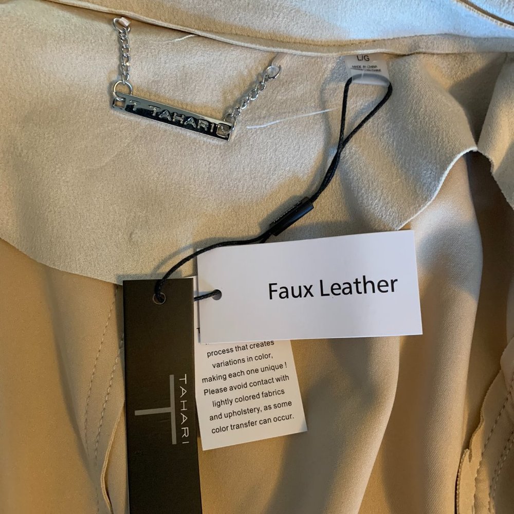 Elie Tahari Vegan Suede Trench Ecru Size L - Picture 6 of 7